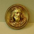 Настенное панно  "Иисус в терновом венце", высота-5,5 см, диаметр - 13 см, Гипс, тонирование под золото